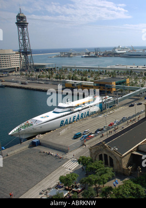 Vue panoramique de Muelle Nou Barça Barcelone Catalogne Catalunya Barca Cataluña Costa Brava España Espagne Europe Banque D'Images