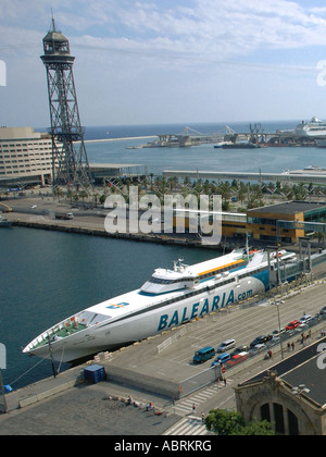 Vue panoramique de Muelle Nou Barça Barcelone Catalogne Catalunya Barca Cataluña Costa Brava España Espagne Europe Banque D'Images