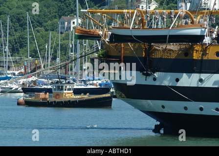 Grand voilier Amerigo Vespucci sur Visite à Dartmouth amarré dans la rivière Dart Devon, Angleterre Royaume-Uni UK Banque D'Images
