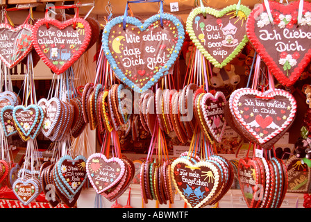 Gingerbread hearts Oktoberfest munich Oktoberfest Lebkuchenherzen Muenchen Banque D'Images