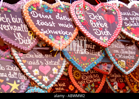 Gingerbread hearts Oktoberfest munich Oktoberfest Lebkuchenherzen Muenchen Banque D'Images