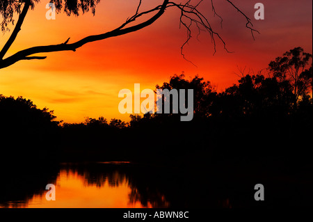 Sunrise Murray River Moama Nouvelle Galle du Sud Victoria Australie Banque D'Images