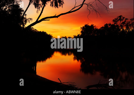 Sunrise Murray River Moama Nouvelle Galle du Sud Victoria Australie Banque D'Images