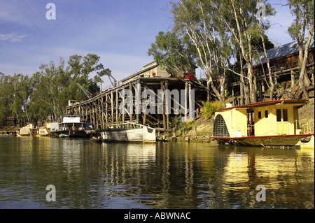 Bateaux à Murray River Port d'Echuca Victoria New South Wales Australie Banque D'Images