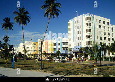 Immeubles Art déco de South Beach, Miami, USA. Banque D'Images