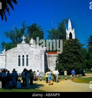 Galice Espagne Isla A Toxa Chapelle de San Sebastian aussi connue sous le nom de Capilla de Las Conchas (Chapelle des coquillages) Banque D'Images