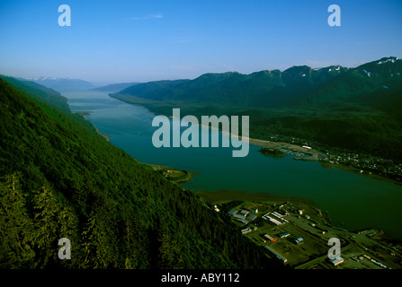 Vue aérienne de l'Alaska AK Canal Gastineau Banque D'Images