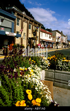 Quartier commerçant du centre-ville de Juneau en Alaska AK Banque D'Images