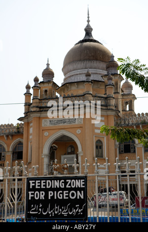 Pidgeon signe Alimentation Charminar Bazar Hyderabad Andhra Pradesh, Inde Banque D'Images