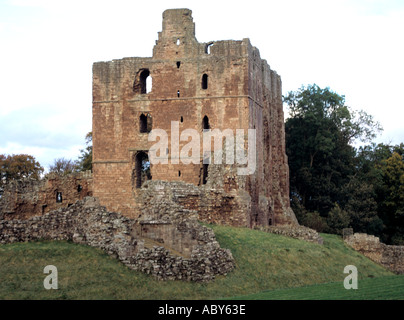 NORHAM NORTHUMBERLAND England UK Le Grand donjon de ce château normand construit c1160 haut au-dessus de la rivière Tweed Banque D'Images