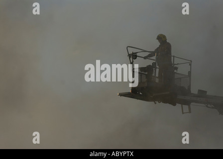 Aider les pompiers un incendie à Édimbourg. Banque D'Images
