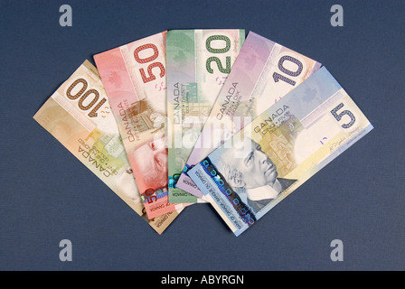 5 ans 5 ans 10 10 20 50 20 50 100 100 Canada canadien cash money dollar bills Banque D'Images