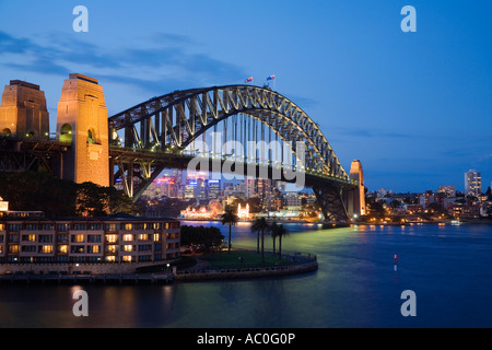 Vue sur Campbells Cove et le Sydney Harbour Bridge à partir de Circular Quay Banque D'Images