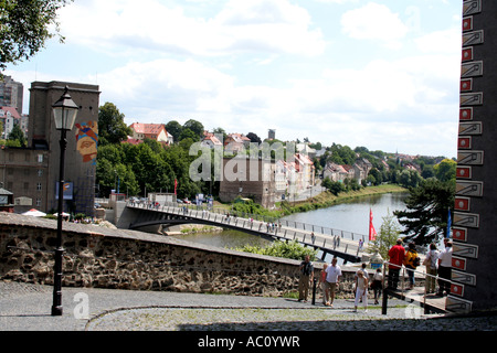 Pont entre la vieille ville de Görlitz et Zgorzelec, l'Allemagne et la Pologne Banque D'Images