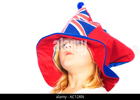 Young Girl wearing hat union jack Banque D'Images