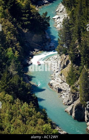 Jetboat Shotover Shotover River près de Queenstown ile sud Nouvelle Zelande aerial Banque D'Images