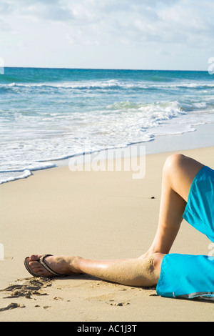 Espagne, Ténérife, man on beach Banque D'Images