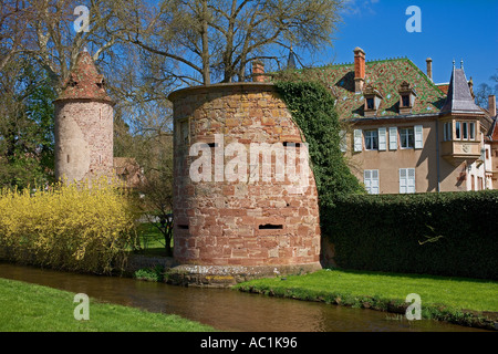 Tours fortifiées et château DACHSTEIN ALSACE FRANCE Banque D'Images