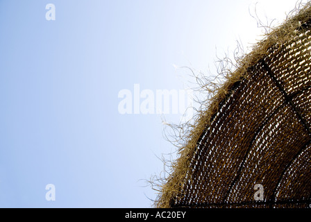 Palapa Beach ombre et ciel bleu Banque D'Images