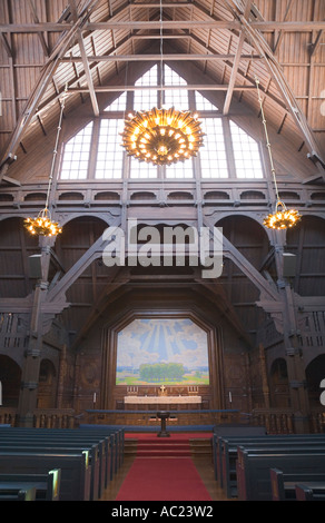 Vue de l'intérieur de l'église de Kiruna, principalement fait de bois Banque D'Images