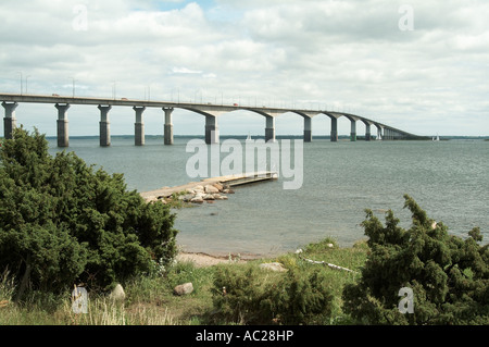 Oland, island, pont, entre la Suède, la partie continentale, et, près de l'Oland, Kalmar, Baltique, mer, route, trafic, Banque D'Images