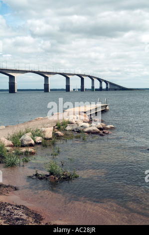 Oland, island, pont, entre la Suède, la partie continentale, et, près de l'Oland, Kalmar, Baltique, mer, route, trafic, Banque D'Images