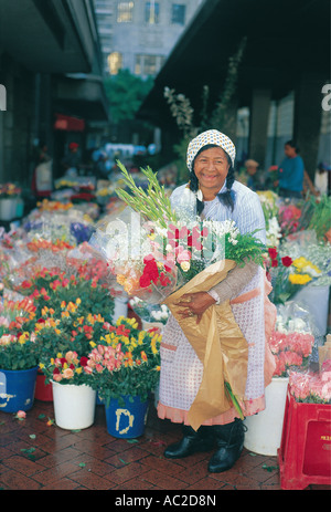 Marchande de fleurs Adderley Street Cape Town Afrique du Sud Banque D'Images