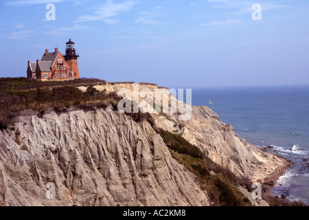 L'érosion des plages du sud-est de l'île de bloc d'éclairage à Rhode Island USA Banque D'Images