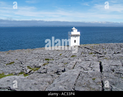 Phare de Point noir, le Burren, comté de Clare, Irlande Banque D'Images