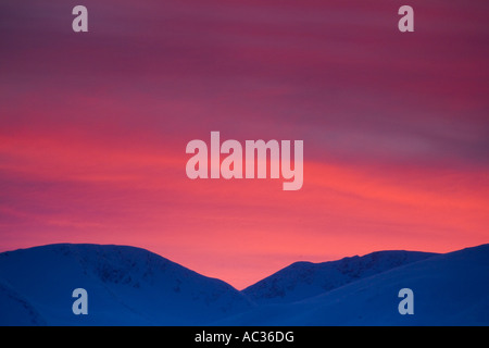 Incandescence du soir, la Norvège, Troms, Kvaloeya Banque D'Images