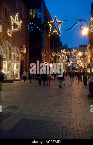 Rue Noël Décoration Lumière Arcade quartier Victoria UK,GB,Noël,Shopping Shopping Star, Banque D'Images