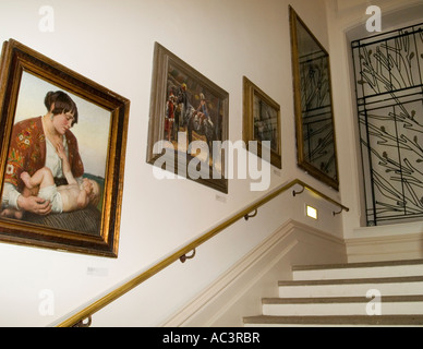 Un escalier et les œuvres au château de Nottingham, Nottinghamshire UK Banque D'Images