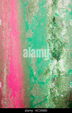 Motif texturé de couleur de rouille et les algues sur les feuilles d'acier Banque D'Images