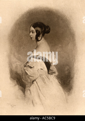 La reine Victoria, 1819 - 1901, vu ici à l'âge de 20 ans. Du croquis original par Sir Edwin Landseer au château de Windsor. Banque D'Images