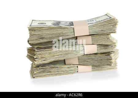 Pile de paquets de 100 dollar bills Banque D'Images