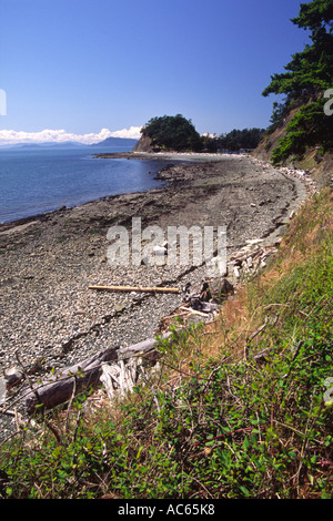 La vue le long de l'Île Sucia empty beach San Juan Islands State Park dans l'État de Washington, USA Banque D'Images