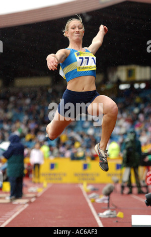 Sarah Wellstead saut Norwich Union World Trials et AAA Championships Banque D'Images