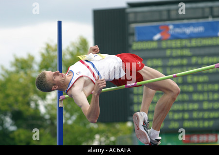 Richard Aspden sauteur Norwich Union World Trials et AAA Championships Banque D'Images