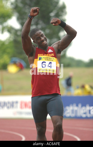 Dwain Chambers 100 mètres Norwich Union World Trials et AAA Championships Banque D'Images