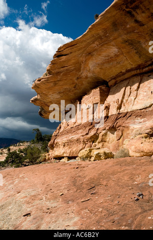 Des ruines indiennes dans la région de North Fork de Mule Canyon Cedar Mesa dans l'Utah, United States Banque D'Images