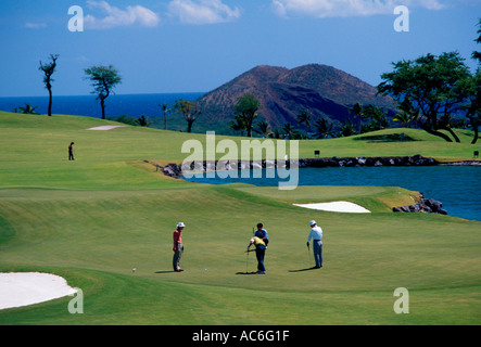 4, 4, les hommes adultes, les golfeurs, le golf, l'Emerald emerald, cours de golf, club de golf de Wailea, Wailea, Maui, Hawaii, united states Banque D'Images