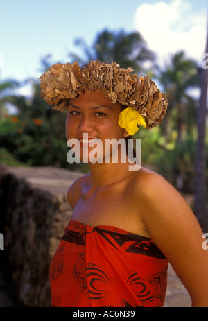 Les femmes, marquisien village marquises, Centre Culturel Polynésien, Laie, Oahu, l'Île Oahu, Hawaii, United States Banque D'Images