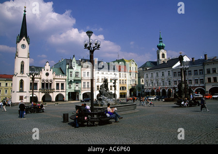 Les vieux bâtiments au centre de la ville de Trutnov dans la région de Hradec Králové de la République tchèque Banque D'Images