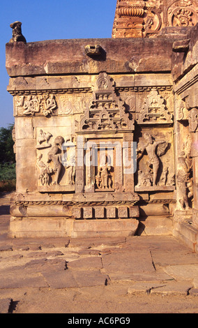 Sculpture d'INDRA SUR LE MUR D'SWARGABRAHMA TEMPLE ALAMPUR Andhra Pradesh Banque D'Images