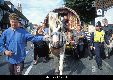 Les Tsiganes à la foire du cheval dans le Kent Horsmonden Banque D'Images