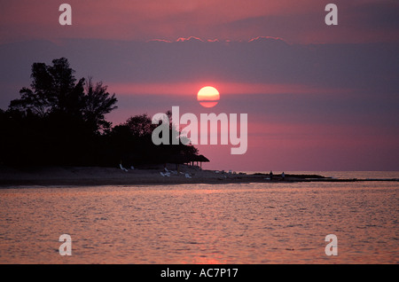 Jibacoa Cuba plage au coucher du soleil Banque D'Images