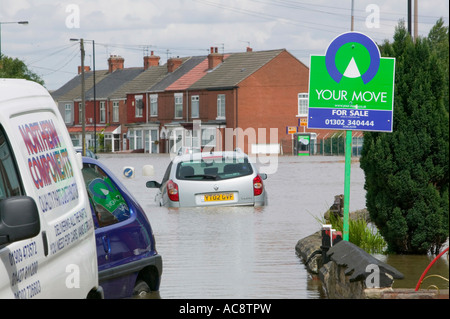 Maisons inondées dans le bar sans frais, Doncaster, Royaume-Uni par les inondations sans précédent Juin 2007 Banque D'Images