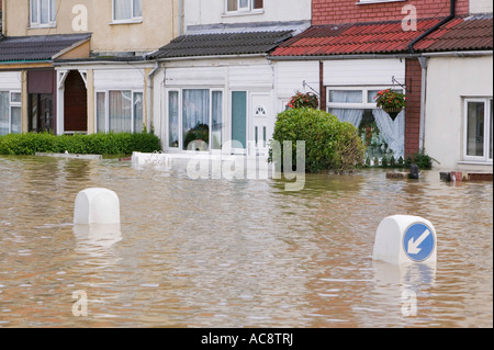 Maisons inondées dans le bar sans frais, Doncaster, Royaume-Uni par les inondations sans précédent Juin 2007 Banque D'Images