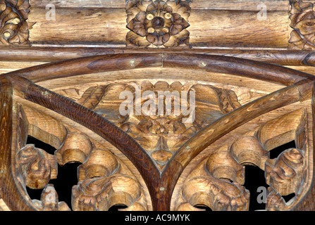 Green man stalles du choeur st nicholas blakeney norfolk angleterre Banque D'Images