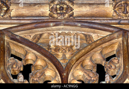 Green man stalles du choeur st nicholas blakeney norfolk angleterre Banque D'Images